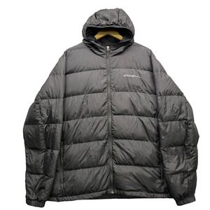 Eddie Bauer Down Puffer Jacket Men's Size XXL Black Hooded EB650 Wide Channel